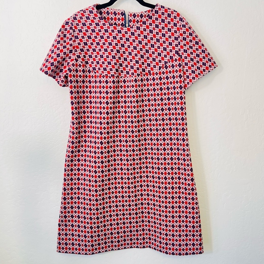Sold Vintage 1950s Red White Blue Dress Large Metal Dart Zipper